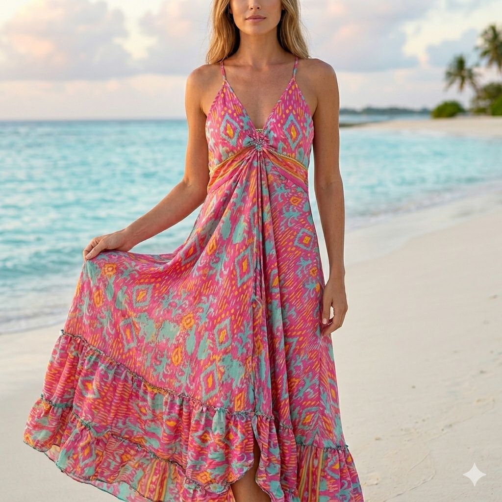 Pink Tie Dye Georgette Cover Dress (French Crepe)