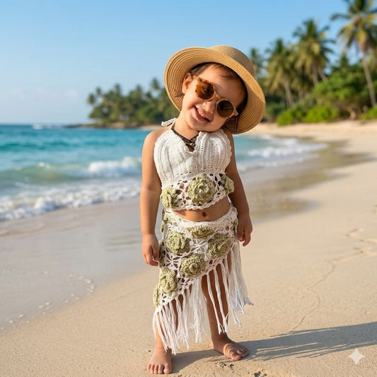 3D Rose Weave Crochet Co-ord Set