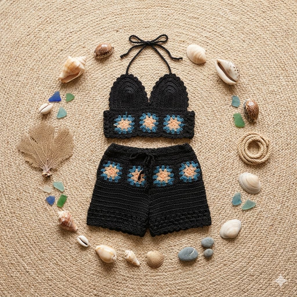 Black Blossom Handwoven Co-ord Set