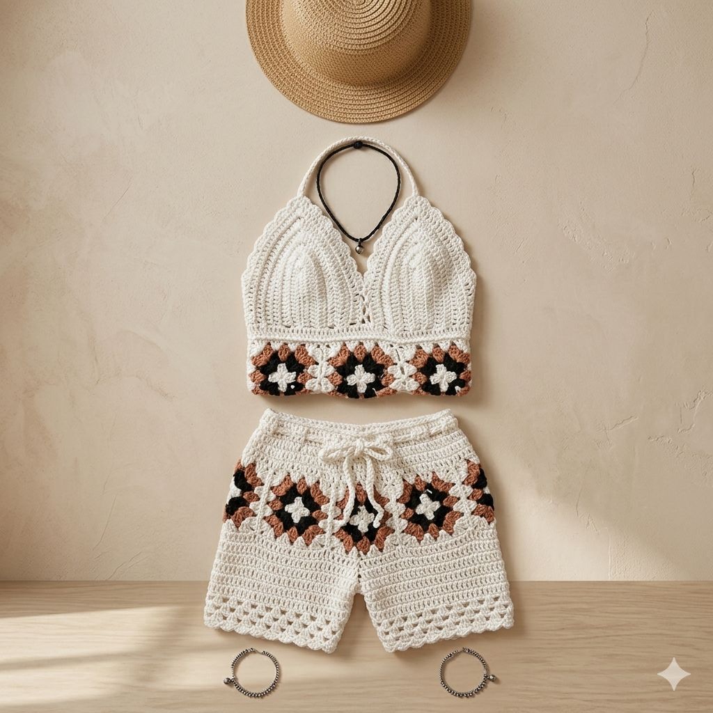 White Bloom Handwoven Co-ord Set