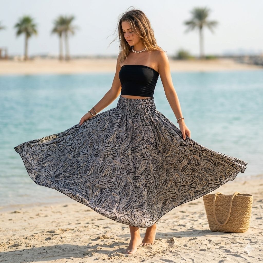 Boho Mandala Crepe Skirt (ONLY SKIRT)