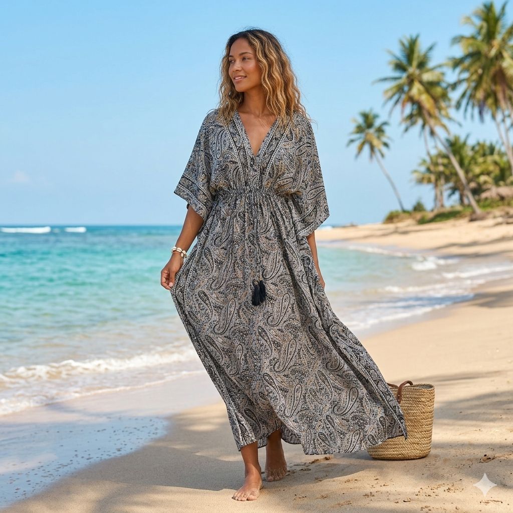 Velora Mandala Sleeves Dress (Kaftan Style Maxi Dress)