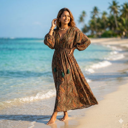 Lunara – Mandala Sleeves Dress (Kaftan Style Maxi Dress)