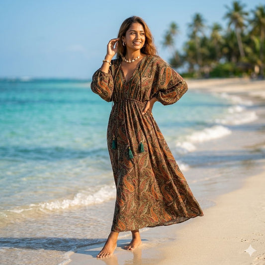 Lunara – Mandala Sleeves Dress (Kaftan Style Maxi Dress)